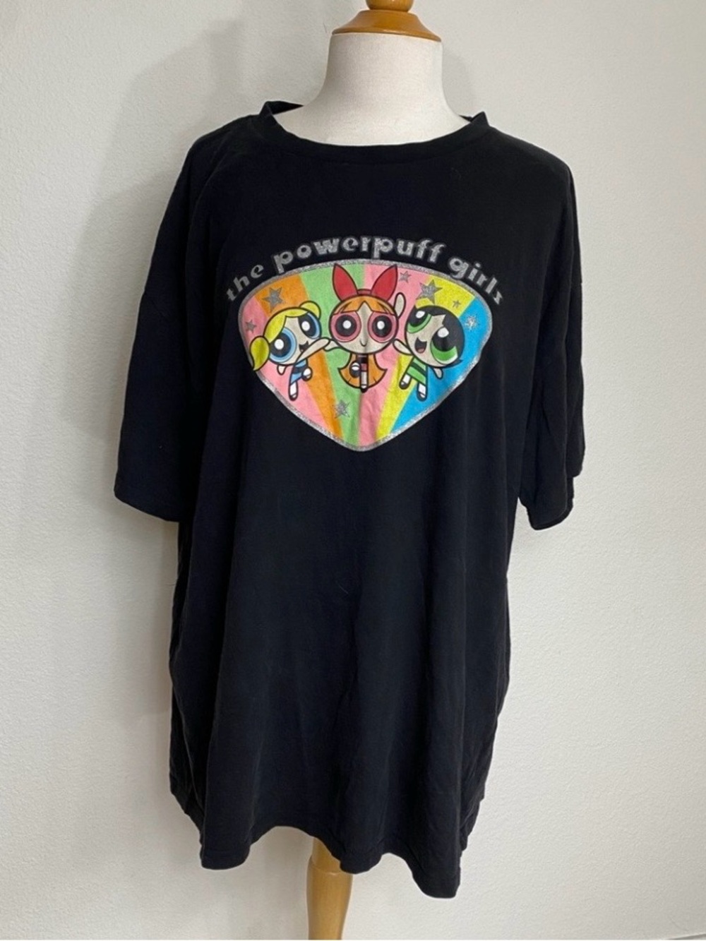 Cartoon Network Womens Black Power Puff Girls Graphic T-Shirt Size XL Casual